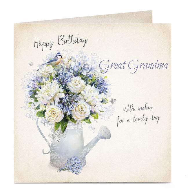 Personalised Birthday Card - Watering Can Flowers, Great Grandma