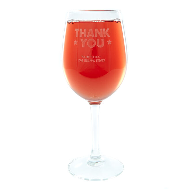 Personalised Thank You Stars Wine Glass