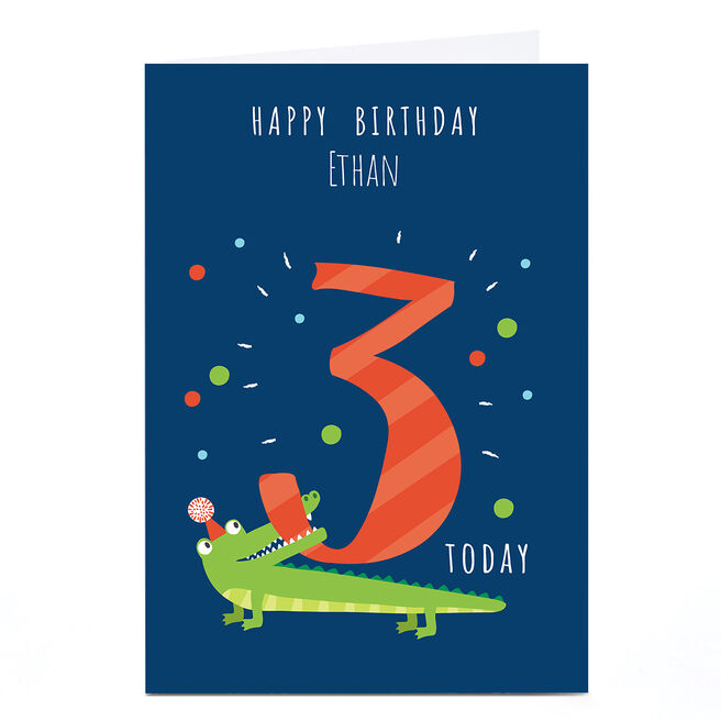 Personalised Klara Hawkins 3rd Birthday Card - Crocodile