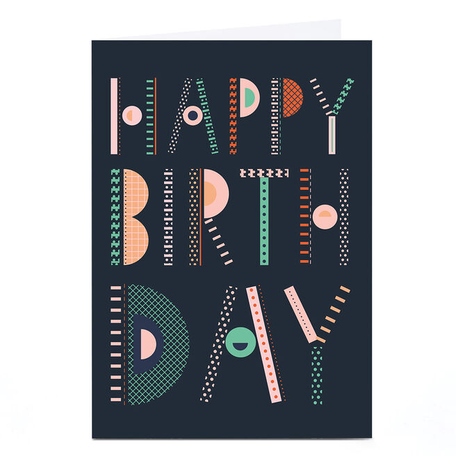 Personalised Rebecca Prinn Birthday Card - Patterned Text