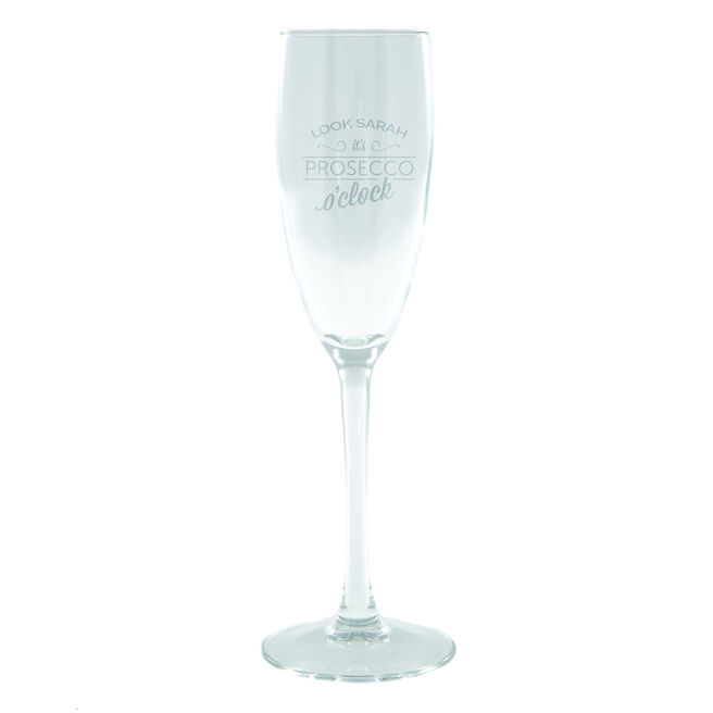 Personalised Engraved Champagne Flute - Prosecco O'clock