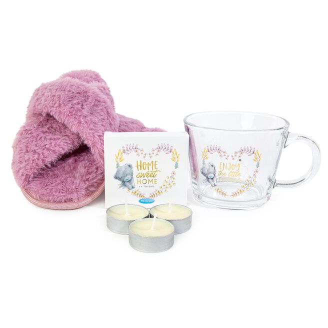 Me to You Tatty Teddy Slippers, Glass Mug & Tealights Gift Set