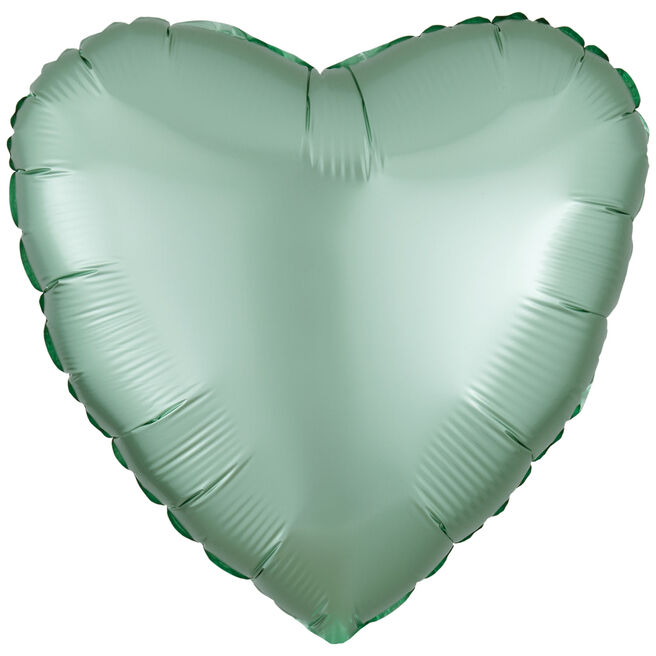 Satin Mint Green 18-Inch Heart-Shaped Foil Helium Balloon