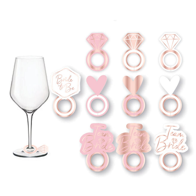 Team Bride Hen Party Prosecco Glass Markers - Pack of 10